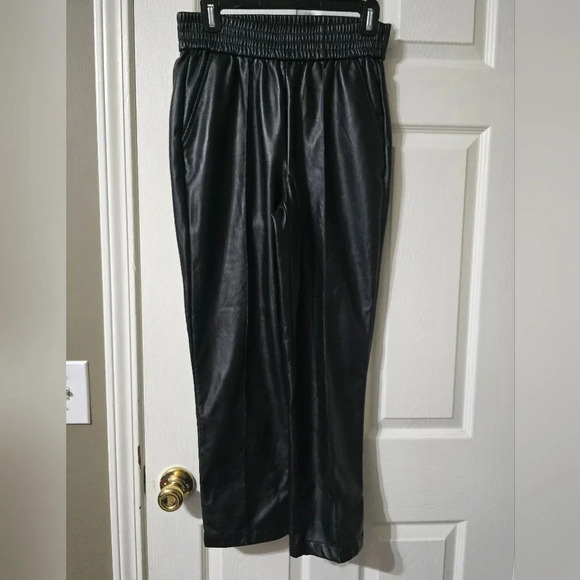 Maison de Amélie Faux Leather Straight-Leg Pull-On Pants, Leg Seam, Sz 6, EUC! - Picture 2 of 12